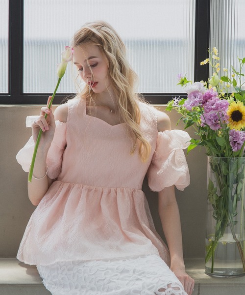 MERAKI（メラキ）の「オフショルパフスブラウス（シャツ/ブラウス・レディース・ピンク/ホワイト/ブルー・FREE）」の9枚目の写真