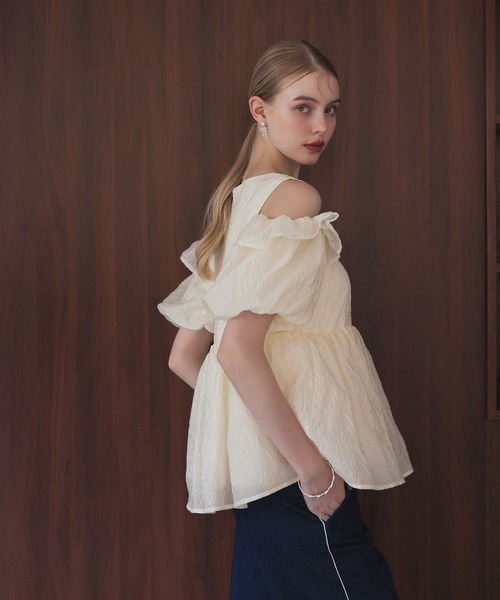 MERAKI（メラキ）の「オフショルパフスブラウス（シャツ/ブラウス・レディース・ピンク/ホワイト/ブルー・FREE）」の19枚目の写真