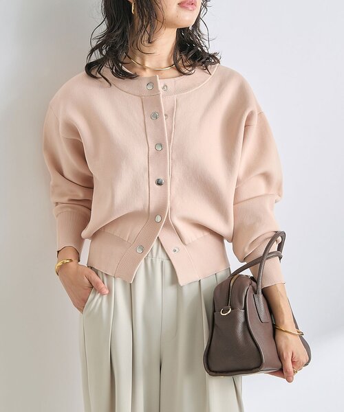 RIVE DROITE（リヴドロワ）の「【2WAY仕様】ダブルフェイスニットブルゾン（カーディガン/ボレロ・レディース・ベージュ/ブラウン/ピンク・FREE）」の3枚目の写真