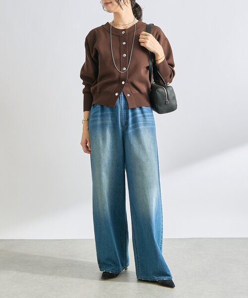 RIVE DROITE（リヴドロワ）の「【2WAY仕様】ダブルフェイスニットブルゾン（カーディガン/ボレロ・レディース・ベージュ/ブラウン/ピンク・FREE）」の4枚目の写真