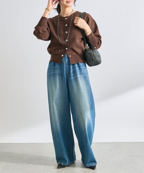 RIVE DROITE（リヴドロワ）の「【2WAY仕様】ダブルフェイスニットブルゾン（カーディガン/ボレロ・レディース・ベージュ/ブラウン/ピンク・FREE）」の5枚目の写真