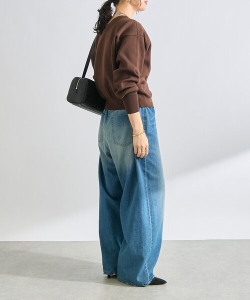 RIVE DROITE（リヴドロワ）の「【2WAY仕様】ダブルフェイスニットブルゾン（カーディガン/ボレロ・レディース・ベージュ/ブラウン/ピンク・FREE）」の6枚目の写真