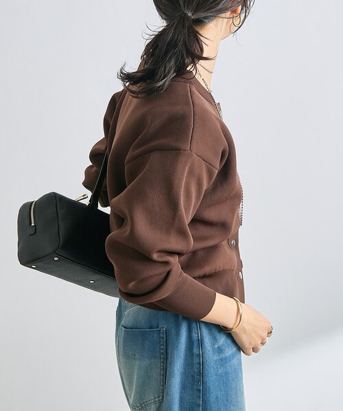RIVE DROITE（リヴドロワ）の「【2WAY仕様】ダブルフェイスニットブルゾン（カーディガン/ボレロ・レディース・ベージュ/ブラウン/ピンク・FREE）」の9枚目の写真