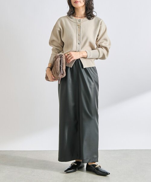 RIVE DROITE（リヴドロワ）の「【2WAY仕様】ダブルフェイスニットブルゾン（カーディガン/ボレロ・レディース・ベージュ/ブラウン/ピンク・FREE）」の14枚目の写真