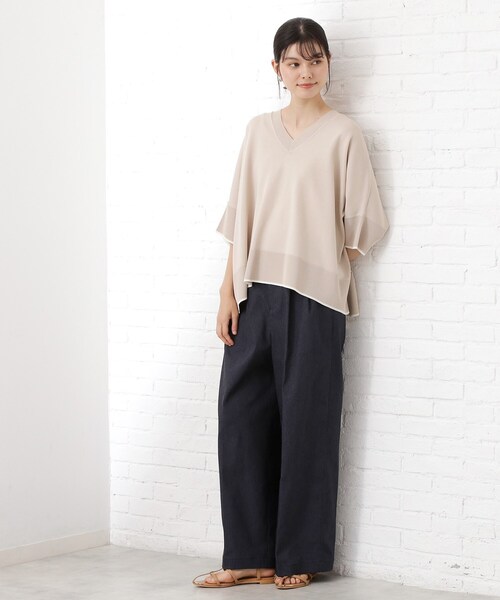 THE SHOP TK (ザ ショップ ティーケー )の「Vネックドルマンニット【毛玉になりにくい/洗濯機OK】(ニット/セーター・レディース・ブルー/ナチュラル/スミクロ・99)」の10枚目の写真