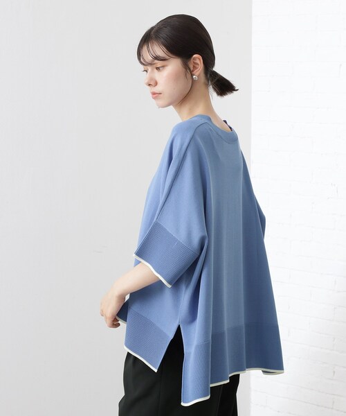 THE SHOP TK (ザ ショップ ティーケー )の「Vネックドルマンニット【毛玉になりにくい/洗濯機OK】(ニット/セーター・レディース・ブルー/ナチュラル/スミクロ・99)」の12枚目の写真