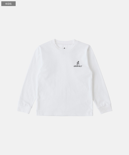 Gramicci(グラミチ)の「KIDS ONE POINT LOGO L/S TEE|キッズワンポイントロゴロングスリーブTシャツ(Tシャツ/カットソー・キッズ・カーキ/ブラック/ホワイト・130/100/120/110)」の2枚目の写真