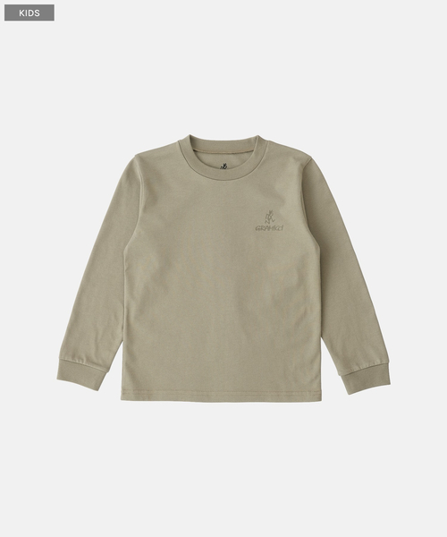 Gramicci(グラミチ)の「KIDS ONE POINT LOGO L/S TEE|キッズワンポイントロゴロングスリーブTシャツ(Tシャツ/カットソー・キッズ・カーキ/ブラック/ホワイト・130/100/120/110)」の3枚目の写真
