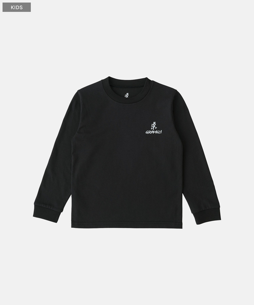 Gramicci(グラミチ)の「KIDS ONE POINT LOGO L/S TEE|キッズワンポイントロゴロングスリーブTシャツ(Tシャツ/カットソー・キッズ・カーキ/ブラック/ホワイト・130/100/120/110)」の1枚目の写真