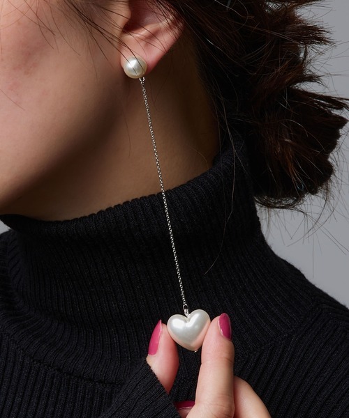 Narcissus（ナルシス）の「ハートパールロングピアス　オケージョン　パーティー（ピアス（両耳用）・レディース・その他1・FREE）」の3枚目の写真