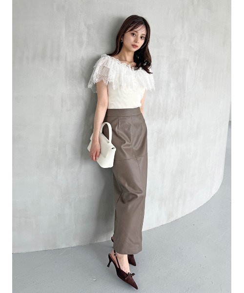 SNIDEL（スナイデル）の「レースドッキングニットプルオーバー（ニット/セーター・レディース・ブラック/ミント/オフホワイト・F）」の5枚目の写真