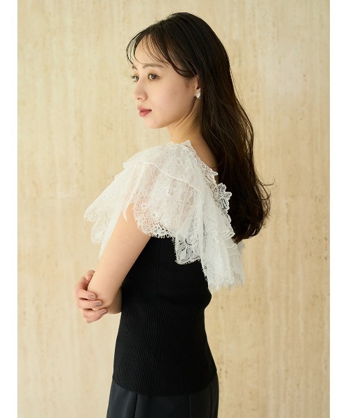 SNIDEL（スナイデル）の「レースドッキングニットプルオーバー（ニット/セーター・レディース・ブラック/ミント/オフホワイト・F）」の8枚目の写真