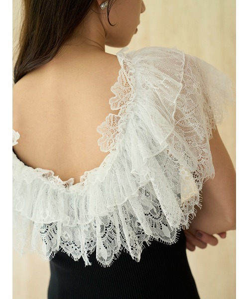 SNIDEL（スナイデル）の「レースドッキングニットプルオーバー（ニット/セーター・レディース・ブラック/ミント/オフホワイト・F）」の11枚目の写真