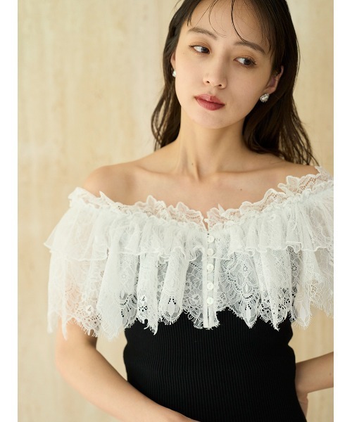 SNIDEL（スナイデル）の「レースドッキングニットプルオーバー（ニット/セーター・レディース・ブラック/ミント/オフホワイト・F）」の14枚目の写真