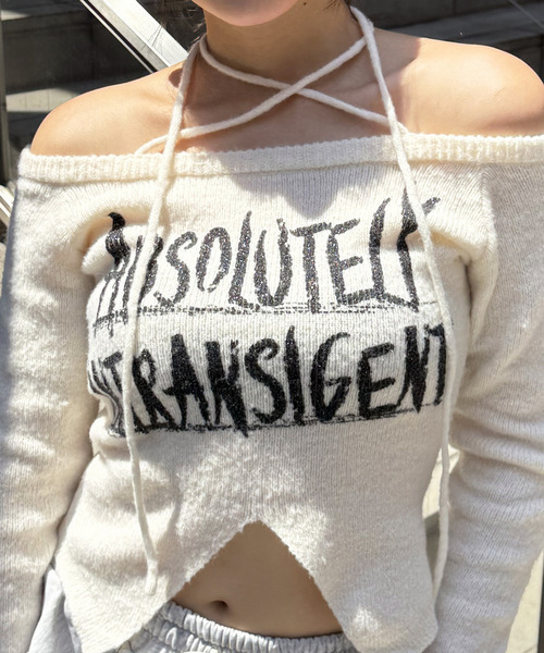 SPIRALGIRL(スパイラルガール)の「ラメロゴオフショルダーニット(ニット/セーター・レディース・ピンク/ホワイト/ブラック/ブルー・FREE)」の12枚目の写真