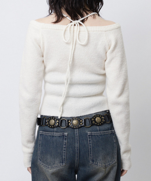 SPIRALGIRL(スパイラルガール)の「ラメロゴオフショルダーニット(ニット/セーター・レディース・ピンク/ホワイト/ブラック/ブルー・FREE)」の19枚目の写真