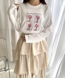 フラワーフォトデザインロンT/長袖Tシャツ