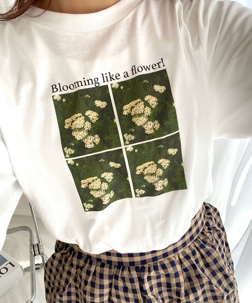 セール】フラワーフォトデザインロンT／長袖Tシャツ（Tシャツ