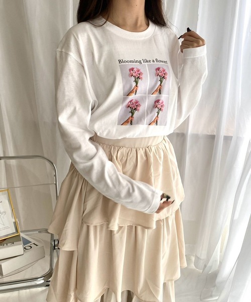 セール】フラワーフォトデザインロンT／長袖Tシャツ（Tシャツ