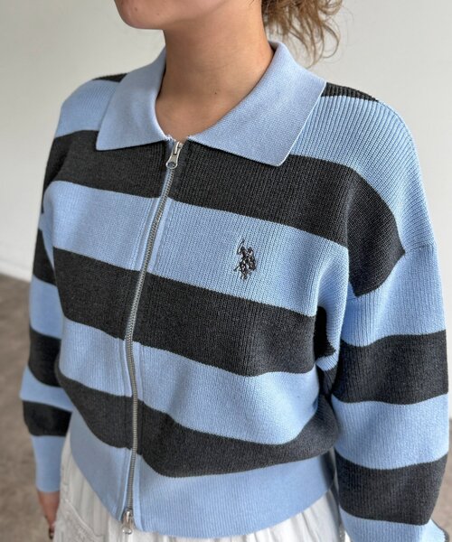 U.S. POLO ASSN.(ユーエスポロアッスン)の「【U.S. POLO ASSN.】襟付きジップカーディガン(カーディガン/ボレロ・レディース・アイボリー/ブラウン系その他/グレー/ネイビー/グリーン系その他/グレー系その他/サックスブルー・FREE)」の13枚目の写真