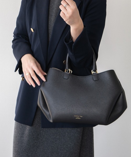 CHRISTIAN VILLA(クリスチャンヴィラ)の「【CHRISTIAN VILLA】ミディアムサイズレザーハンドバッグ(Q56371)(ハンドバッグ・レディース・ブラック/ダークブラウン・ALL)」の2枚目の写真