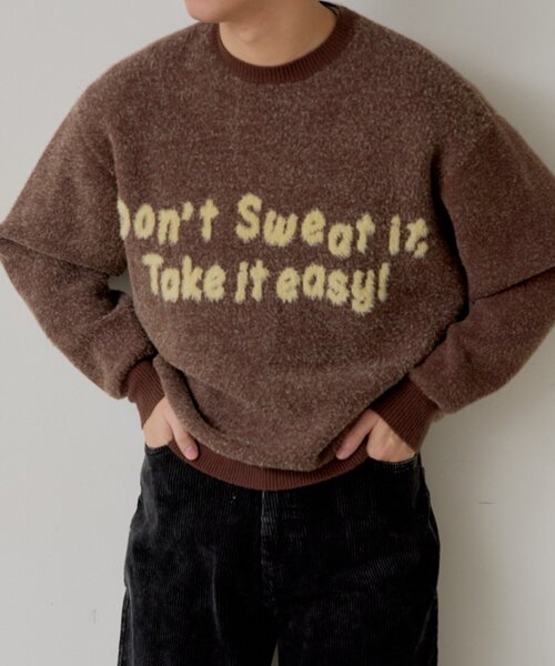 WHIMSIC（ウィムジック）の「【UNISEX】JACQUARD LOGO KNIT PULLOVER（ニット/セーター・レディース・ブラウン/グレー/ネイビー・FREE）」の3枚目の写真