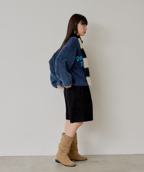 WHIMSIC（ウィムジック）の「【UNISEX】JACQUARD LOGO KNIT PULLOVER（ニット/セーター・レディース・ブラウン/グレー/ネイビー・FREE）」の4枚目の写真