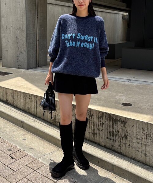 WHIMSIC（ウィムジック）の「【UNISEX】JACQUARD LOGO KNIT PULLOVER（ニット/セーター・レディース・ブラウン/グレー/ネイビー・FREE）」の7枚目の写真