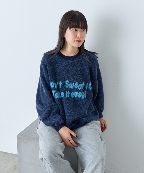 WHIMSIC（ウィムジック）の「【UNISEX】JACQUARD LOGO KNIT PULLOVER（ニット/セーター・レディース・ブラウン/グレー/ネイビー・FREE）」の8枚目の写真