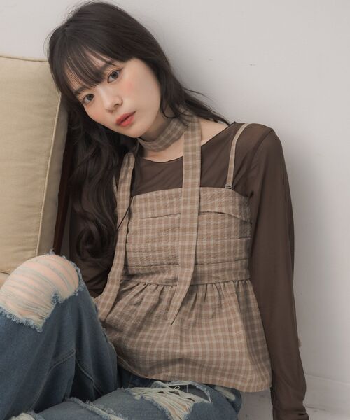 ems excite（エムズエキサイト）の「【セットアイテム】タイ付ビスチェ＆インナーSET（シャツ/ブラウス・レディース・ブルー系その他2/ブラック系その他2/ブラウン系その他2・FREE）」の4枚目の写真