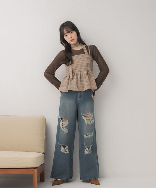 ems excite（エムズエキサイト）の「【セットアイテム】タイ付ビスチェ＆インナーSET（シャツ/ブラウス・レディース・ブルー系その他2/ブラック系その他2/ブラウン系その他2・FREE）」の6枚目の写真