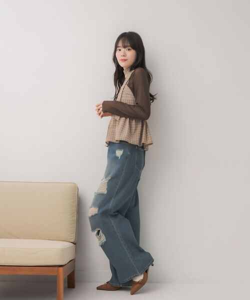 ems excite（エムズエキサイト）の「【セットアイテム】タイ付ビスチェ＆インナーSET（シャツ/ブラウス・レディース・ブルー系その他2/ブラック系その他2/ブラウン系その他2・FREE）」の9枚目の写真