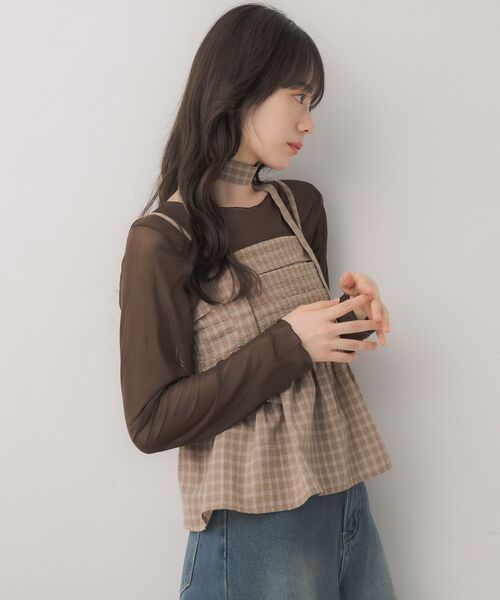 ems excite（エムズエキサイト）の「【セットアイテム】タイ付ビスチェ＆インナーSET（シャツ/ブラウス・レディース・ブルー系その他2/ブラック系その他2/ブラウン系その他2・FREE）」の11枚目の写真