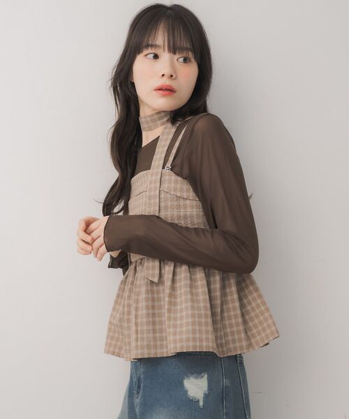 ems excite（エムズエキサイト）の「【セットアイテム】タイ付ビスチェ＆インナーSET（シャツ/ブラウス・レディース・ブルー系その他2/ブラック系その他2/ブラウン系その他2・FREE）」の13枚目の写真