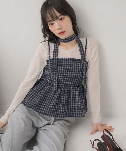 ems excite（エムズエキサイト）の「【セットアイテム】タイ付ビスチェ＆インナーSET（シャツ/ブラウス・レディース・ブルー系その他2/ブラック系その他2/ブラウン系その他2・FREE）」の15枚目の写真