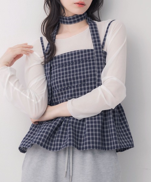 ems excite（エムズエキサイト）の「【セットアイテム】タイ付ビスチェ＆インナーSET（シャツ/ブラウス・レディース・ブルー系その他2/ブラック系その他2/ブラウン系その他2・FREE）」の3枚目の写真