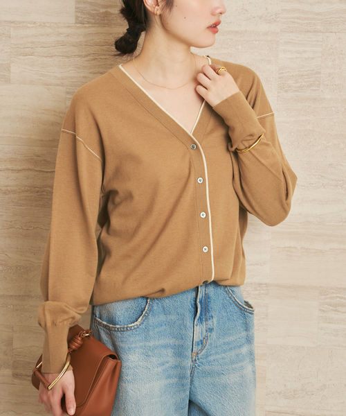 TWO TONE Vネック カーディガン（カーディガン/ボレロ）｜Plage