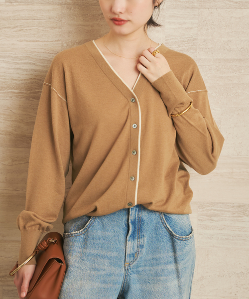 TWO TONE Vネック カーディガン（カーディガン/ボレロ）｜Plage