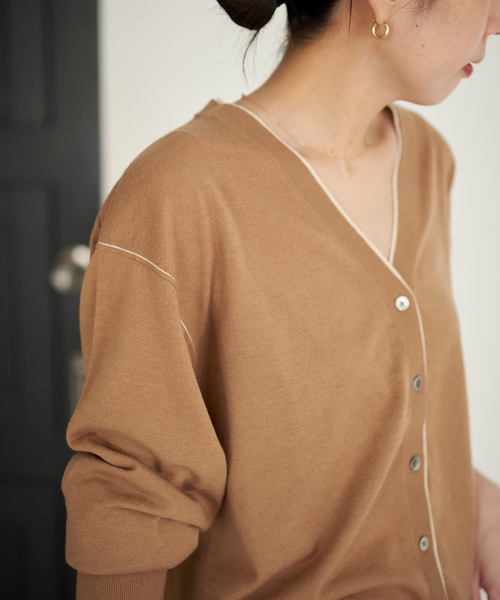 TWO TONE Vネック カーディガン（カーディガン/ボレロ）｜Plage