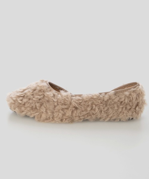 minia（ミニア）の「大人かわいい ふわもこプードルファーバレエシューズ（バレエシューズ・レディース・ブラック/ベージュ・L/M）」の6枚目の写真