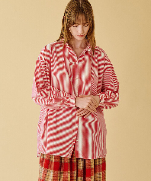 GALLEGO DESPORTES(ギャレゴデスポート)の「GALLEGO DESPORTES | コットン デザインカラー長袖シャツ WOMEN(シャツ/ブラウス・レディース・レッド系その他・S)」の1枚目の写真