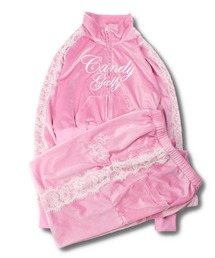 レディースのジャージ（ピンク/桃色系・ライン柄）ファッション