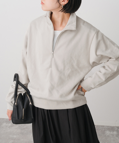 Spick & Span(スピックアンドスパン)の「ブラッシュドテリーハーフジッププルオーバー(Tシャツ/カットソー・レディース・イエロー/ライトグレー・FREE)」の2枚目の写真