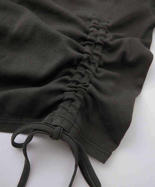 X-girl(エックスガール)の「FADED DRAWSTRING L/S TOP(Tシャツ/カットソー・レディース・ブラック/オリーブ/ベージュ・ONE SIZE)」の9枚目の写真