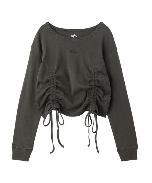 X-girl(エックスガール)の「FADED DRAWSTRING L/S TOP(Tシャツ/カットソー・レディース・ブラック/オリーブ/ベージュ・ONE SIZE)」の17枚目の写真