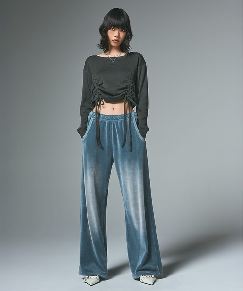 X-girl(エックスガール)の「FADED DRAWSTRING L/S TOP(Tシャツ/カットソー・レディース・ブラック/オリーブ/ベージュ・ONE SIZE)」の11枚目の写真