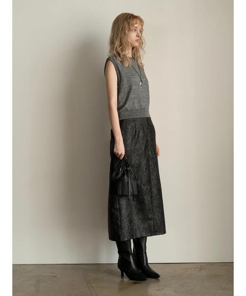 Te chichi（テチチ）の「クラックレザーライクナロースカート（スカート・レディース・ブラウン/ブラック・F）」の3枚目の写真