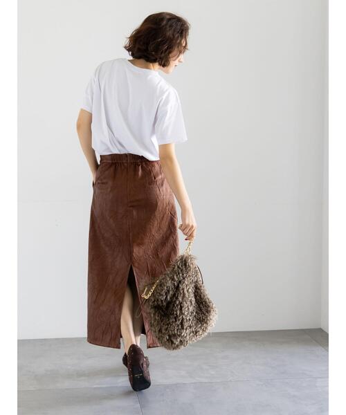 Te chichi（テチチ）の「クラックレザーライクナロースカート（スカート・レディース・ブラウン/ブラック・F）」の8枚目の写真