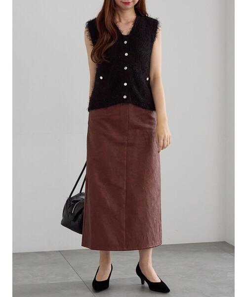 Te chichi（テチチ）の「クラックレザーライクナロースカート（スカート・レディース・ブラウン/ブラック・F）」の10枚目の写真