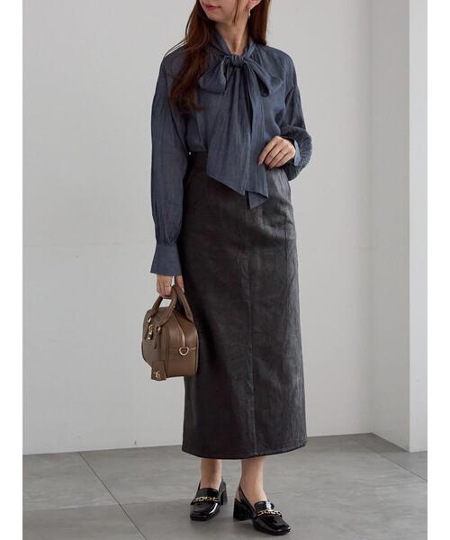 Te chichi（テチチ）の「クラックレザーライクナロースカート（スカート・レディース・ブラウン/ブラック・F）」の14枚目の写真